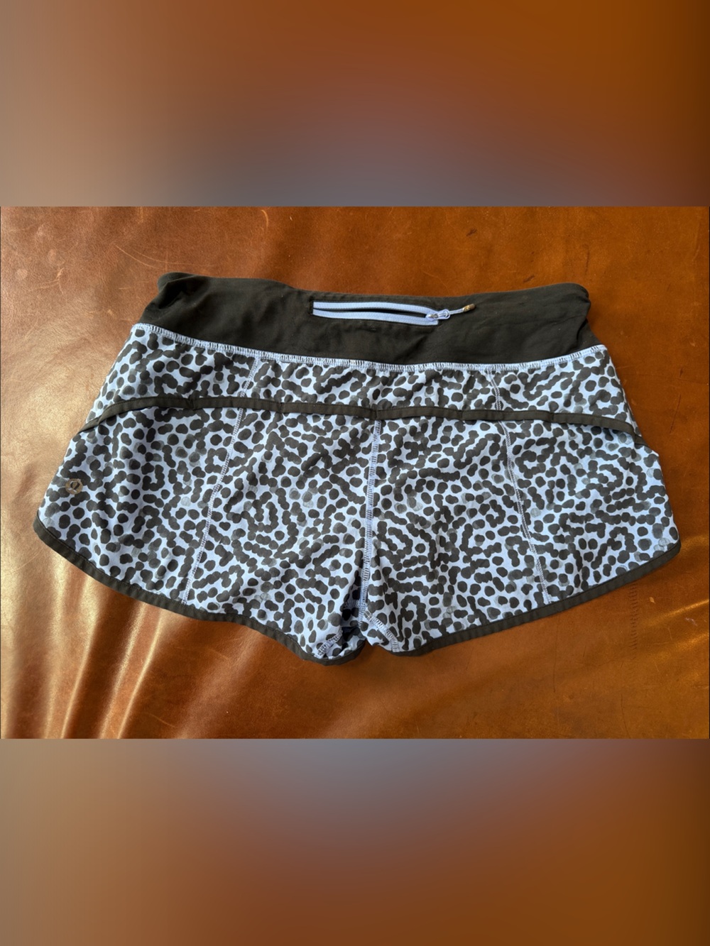 lululemon athletica Light Blue and Black Leopard-Print Athletic Shorts